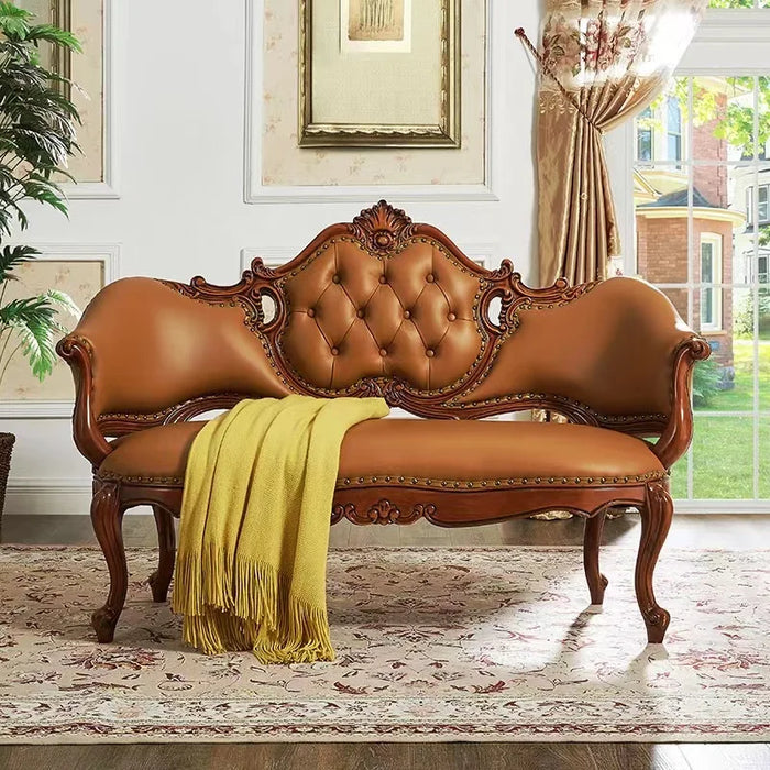 Chaise Longue Beauty Bed American Imperial Concubine Fabric Recliner Lazy Solid Wood Art-Sofa