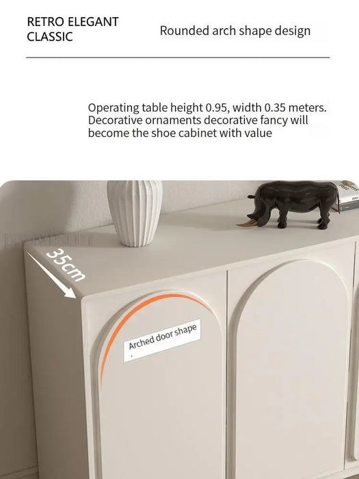White Cabinet For Hallway 2 Door And 4 Layers Solid Wood Frame Shoe Cabinet Minimalist Style Entrance Closet Modern Sideboard