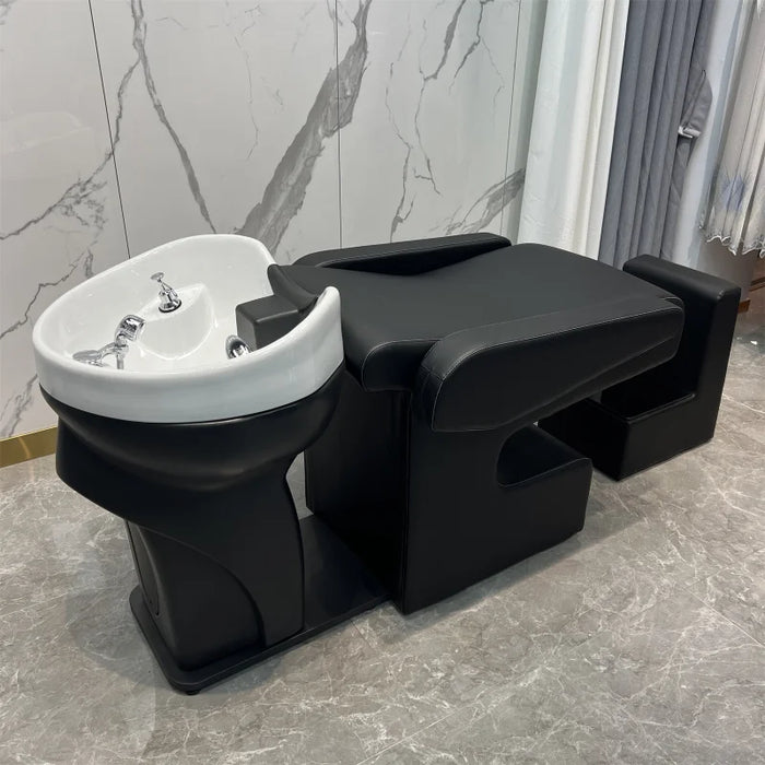 Massage Customization Shampoo Chairs Barber Shop Stainless Steel Half Lying Shampoo Chairs Massageador Salon Furniture QF50SC