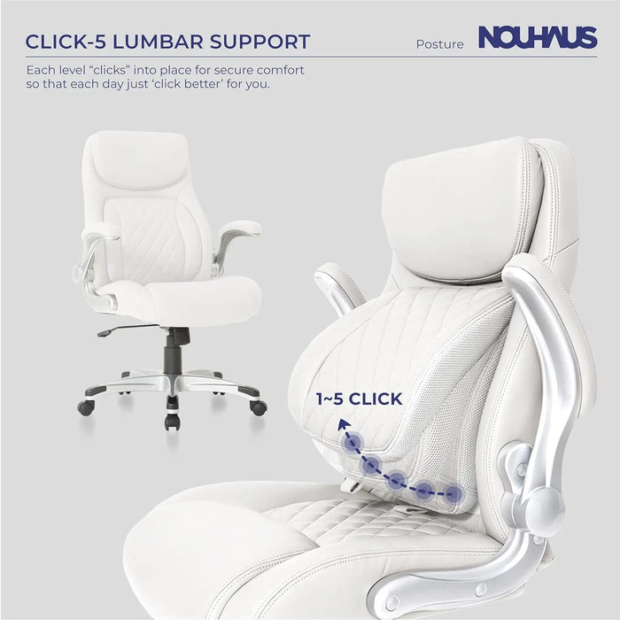 Click5 Lumbar Support with FlipAdjust Armrests. Modern Executive Chair and Computer Desk Chair (Taupe)