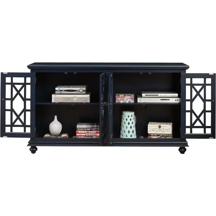 63" TV Stand, Catalina Blue Muebles Para El Hogar Tv Stand Living Room Furniture Cabinet