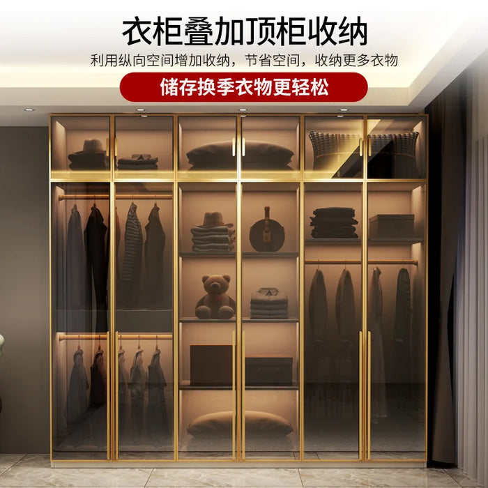 Light extravagance modern simple wardrobe dressing table integrated glass cabinet door multi-function cloakroom household bedroo