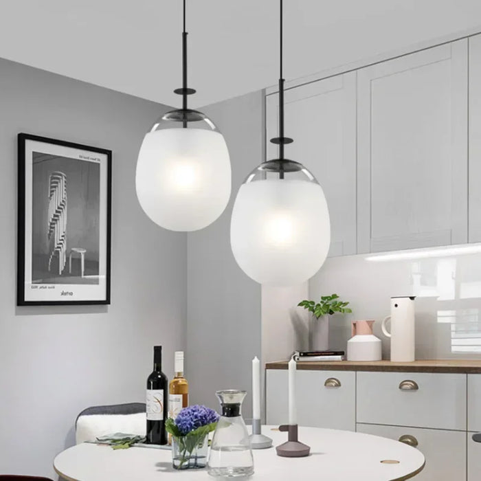 Led Lamp Home Decor Nordic Simple Pendant Light Glass Art Single Head Bedside Chandelier for Bedroom Dining Room Fixture SANDYHA