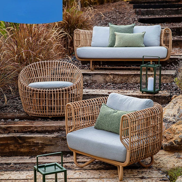 Outdoor sofa sofa bird's nest true rattan balcony furniture villa natural rattan woven leisure single courtyard