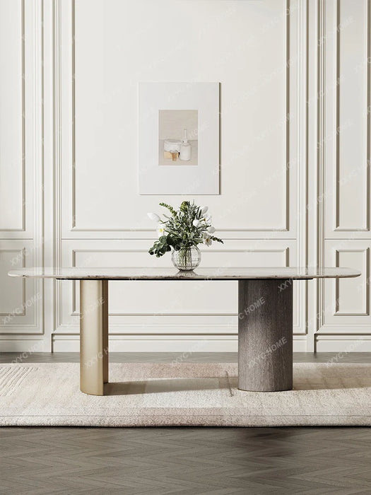 Light Luxury Natural Marble Rectangular Dining Table Home Dining Table