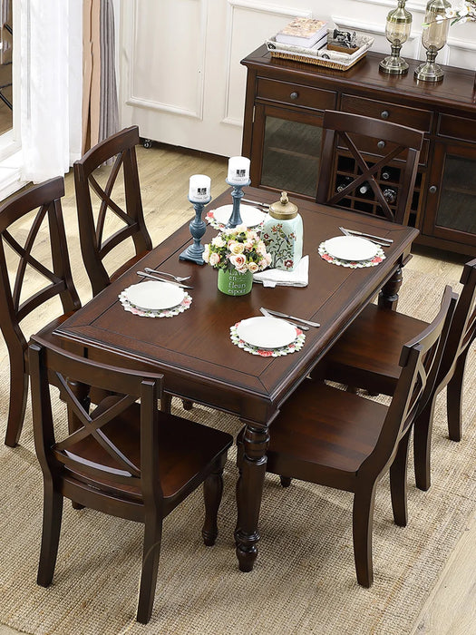 American solid wood dining table restaurant rectangular oak wood dining table dining chair combination