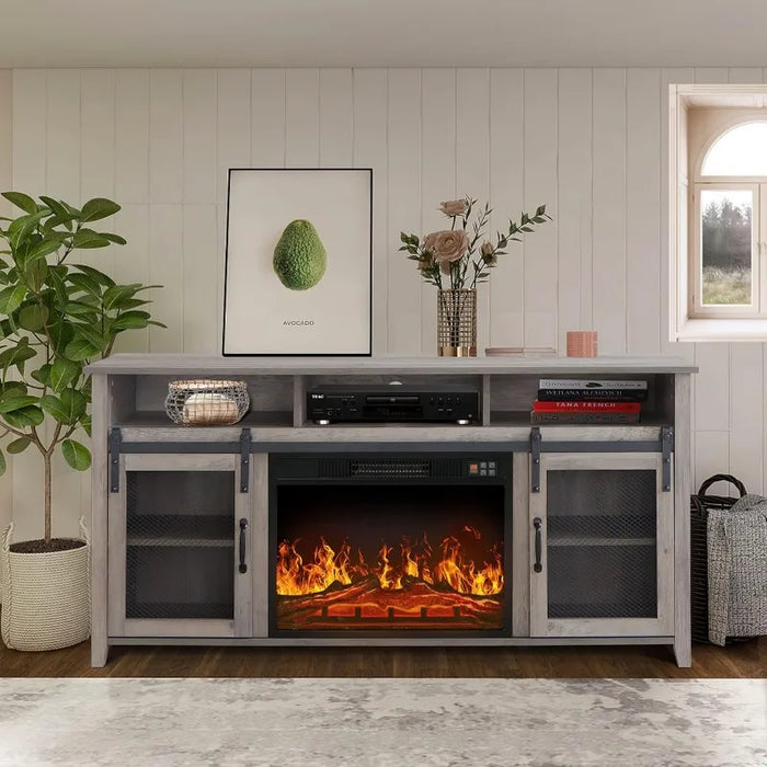 TV Stand for TVs up to 65" with Electric Fireplace Included,Media Storage Television Console for Living Room (Black)