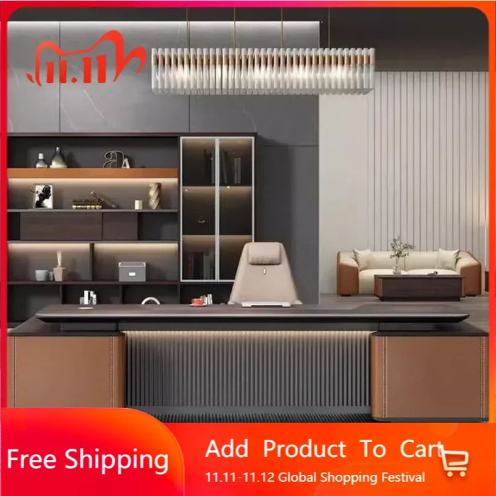 Modern Monitor Office Desk Wooden Reception Writing Storage Executive Drawers Desk Table L Shaped Bureau Meuble Office Supplies