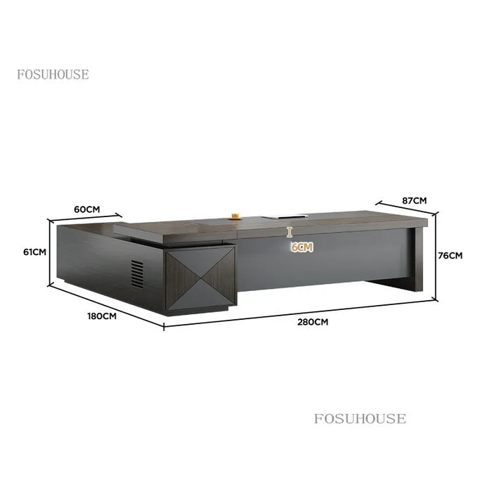 Luxury Office Writing Multifunctional Desks Office Furniture Manager Executive Desk Table and Chair Set with Non Slip Mat K
