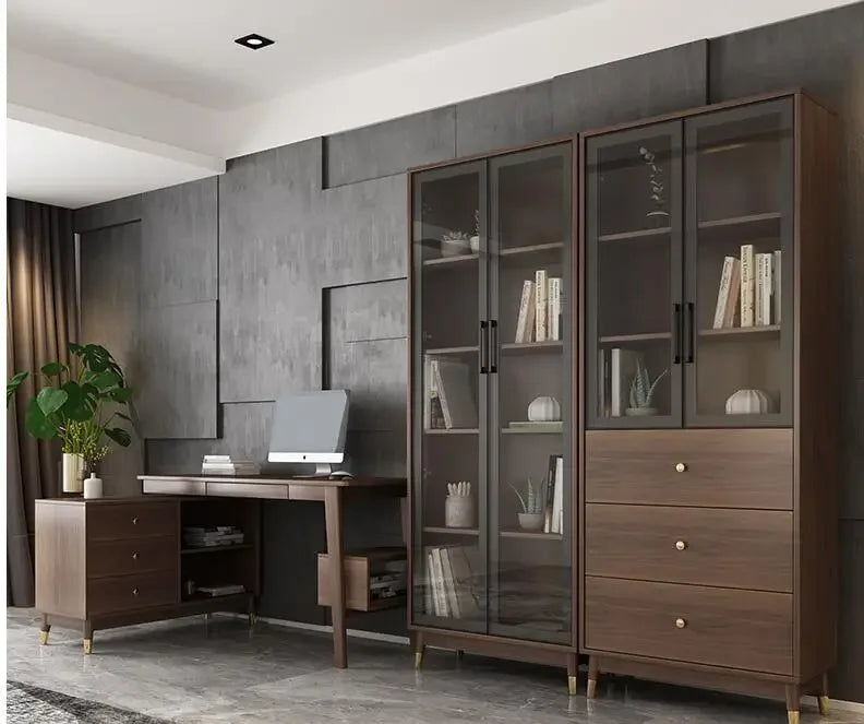 Corner desk bookshelf combination Nordic family simple desktop computer desk bookcase integrated student writing desk