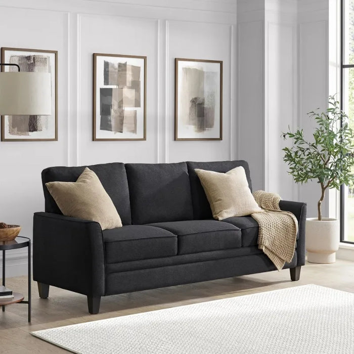 Mainstays Auden 3 Seat Classic Modern Sofa, Black
