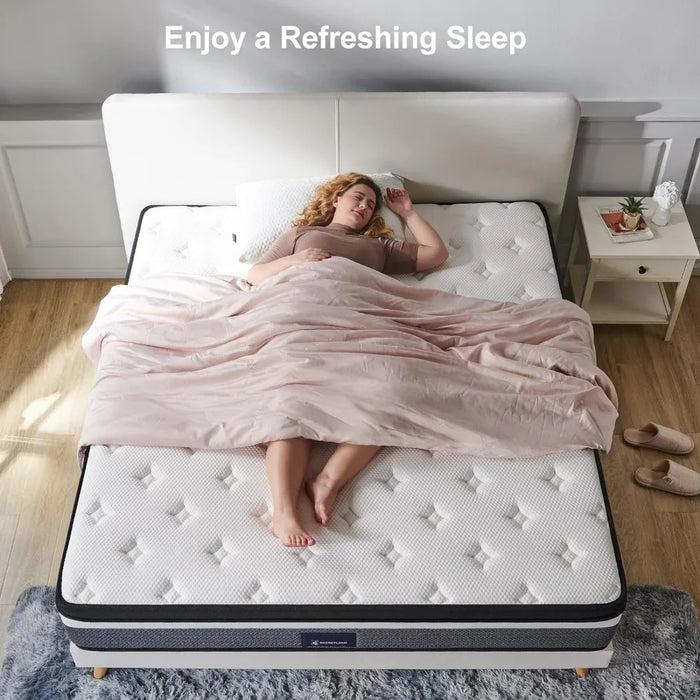 Queen Mattress, 12 Inch Cooling-Gel Memory Foam and Individually Pocket Innerspring Hybrid Mattress, Queen Bed Mattress