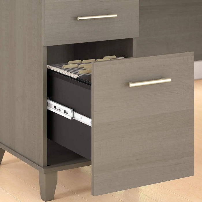 Somerset 72W Computer Desk with Drawers, Large PC Laptop Table for Home Office in Ash Gray
