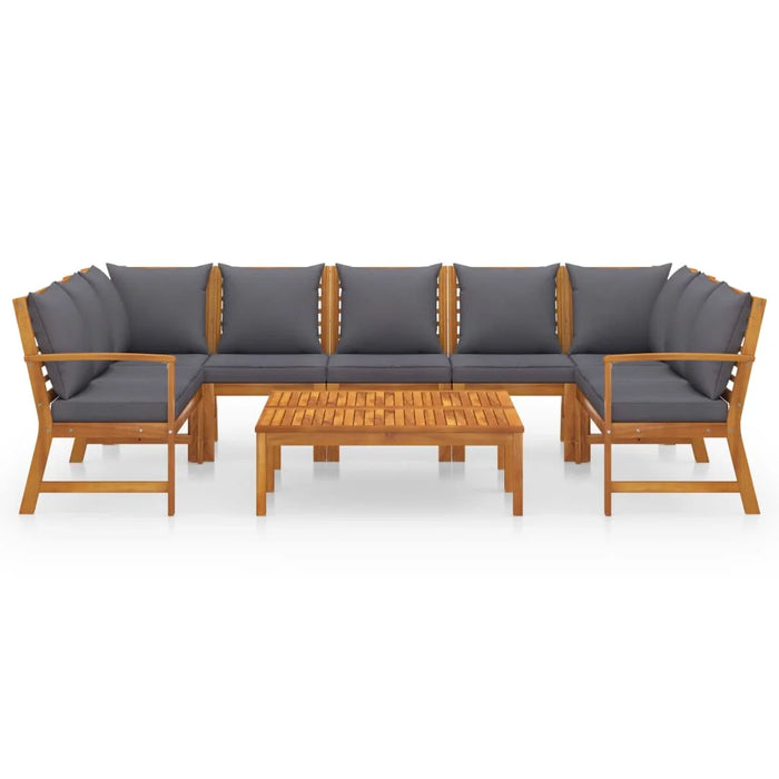 9 Piece Patio Lounge Set with Cushion Solid Acacia Wood Outdoor Table and Chair Sets Outdoor Furniture Sets