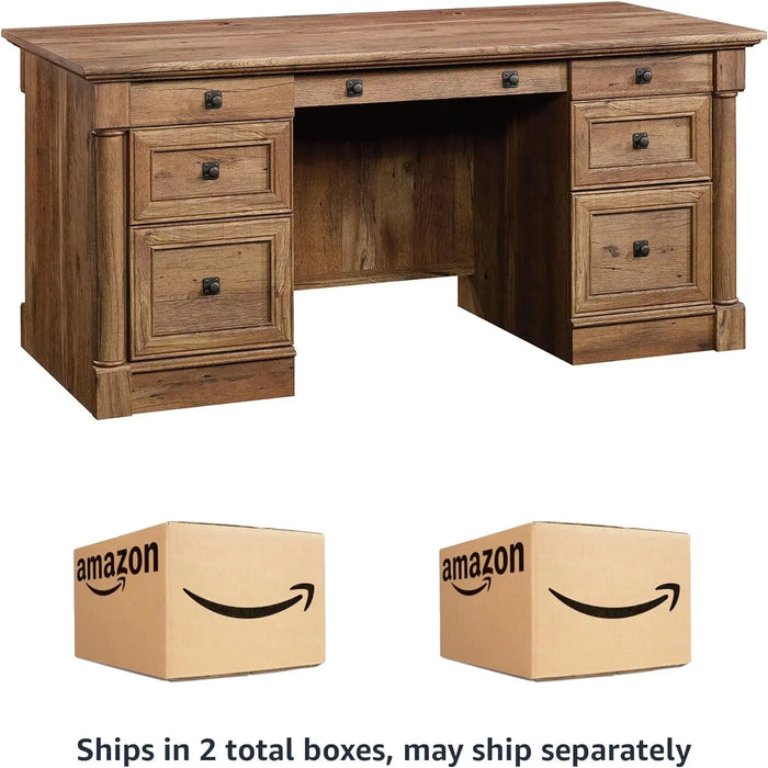 Sauder Palladia Executive Desk, Vintage Oak finish