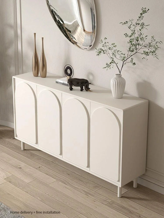 White Cabinet For Hallway 2 Door And 4 Layers Solid Wood Frame Shoe Cabinet Minimalist Style Entrance Closet Modern Sideboard
