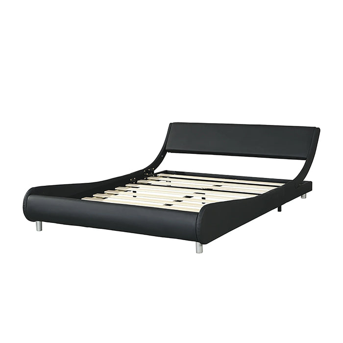 Faux Leather Upholstered Platform Bed Frame,Curve Design,Wood Slat Support