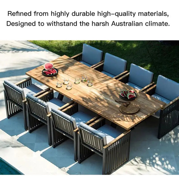 Outdoor Leisure Tables And Chairs Aluminum Alloy Teak Rain-Proof Sun-Proof Courtyard Open-Air Combination Restaurant Furniture