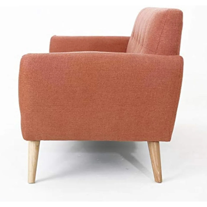 Sofas for Living Room Home Mid-Century Modern Petite Fabric Sofa Sofa Living Room Sofas Burnt Orange / Natural Bed Furniture