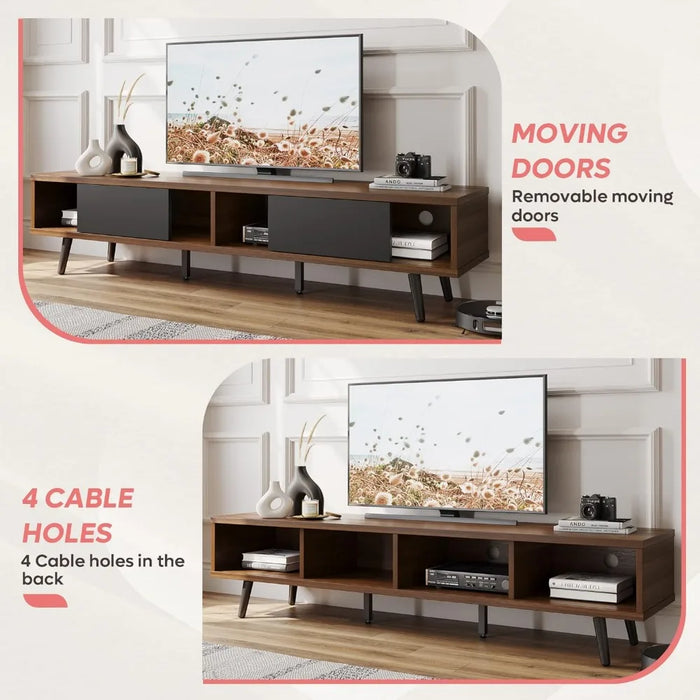 TV Stand for 75 Inch TV, Living Room Entertainment Center, Low Profile TV Stand TV Cabinet with Storage Space