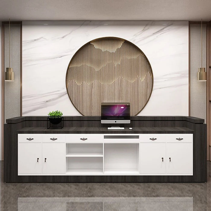 Wooden Office Front Desk Reception Cafe Counter Clinic Reception Desk Information Conference Comptoir De Caisse Furniture Office