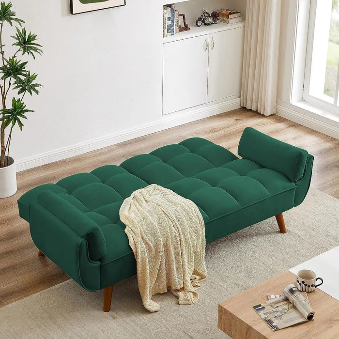 Living room sofa convertible combination memory foam futon sofa bed stacked fabric comfortable home furniture, yellow linen