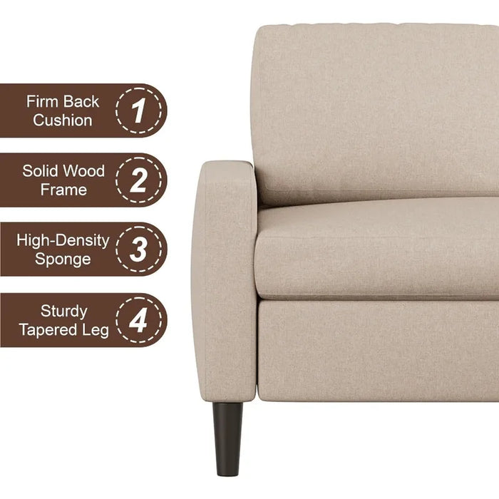 Sectional L Shaped Sofa Couch,Small 3 Seater Sofa with Breathable Fabric,Convertible Sofa with Reversible Chaise for Living Room