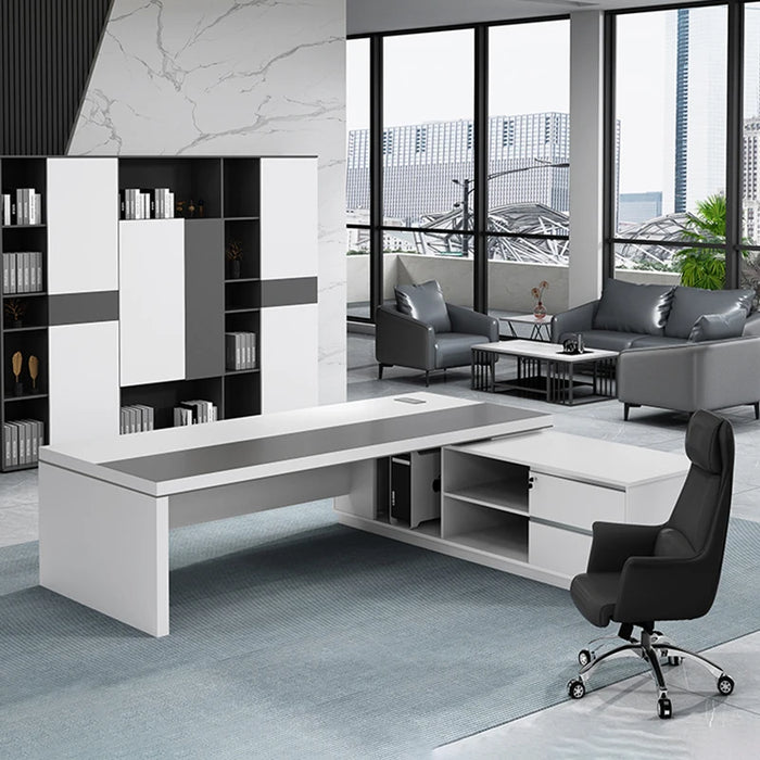 White Set Reception Office Desk Bookshelf Storage Conference European Desk Executive Secretary Mesa Escritorio Modern Furniture
