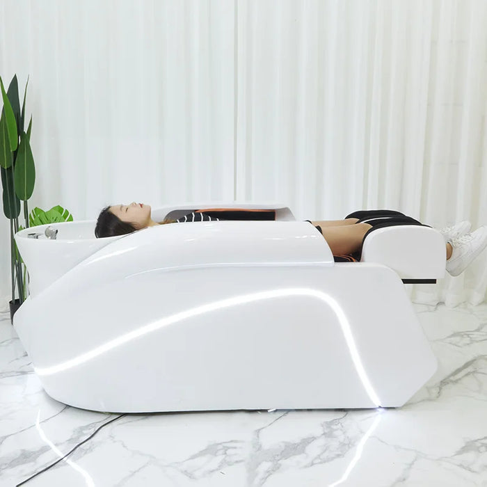 Smart massage ceramic basin shampoo bed Barbershop hair salon with fumigated water circulation head treatment hair care bed