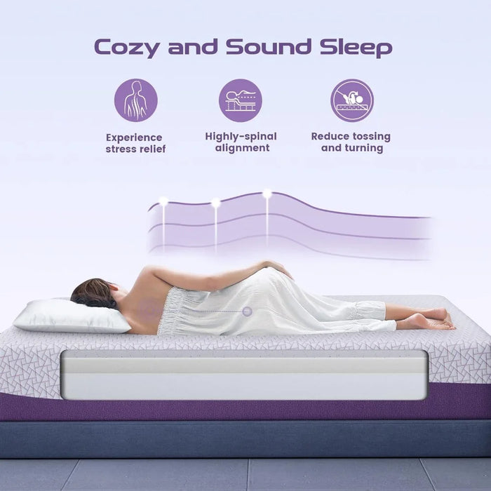 Queen Mattress 12 inch - Bamboo Charcoal Memory Foam Mattress for Cool Sleep & Pressure Relief