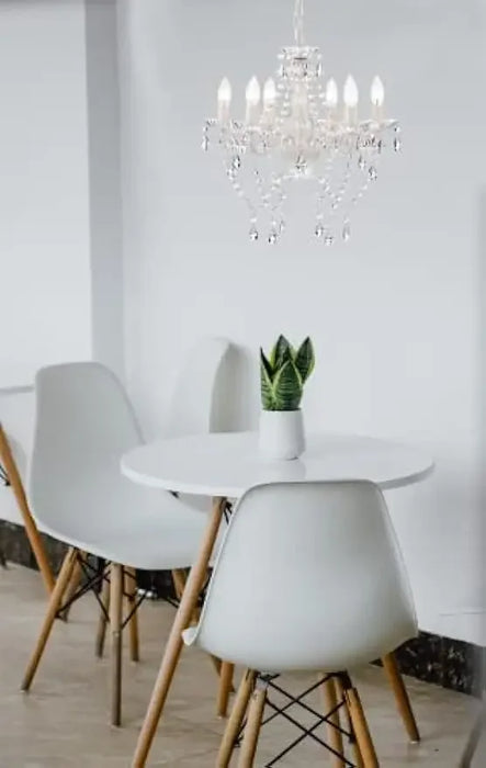 Mr.Color White Chandeliers Crystal Chandelier Lighting Fixture 6-Light Candle Chandelier for Girls Bedroom