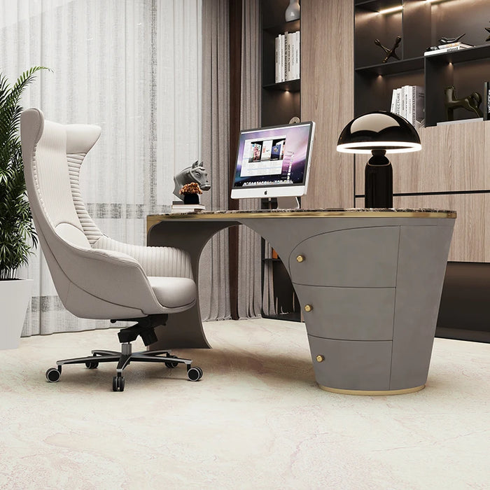 Italian light luxury desk Modern simple bedroom High end storage cabinet Home study Rock plate computer desk