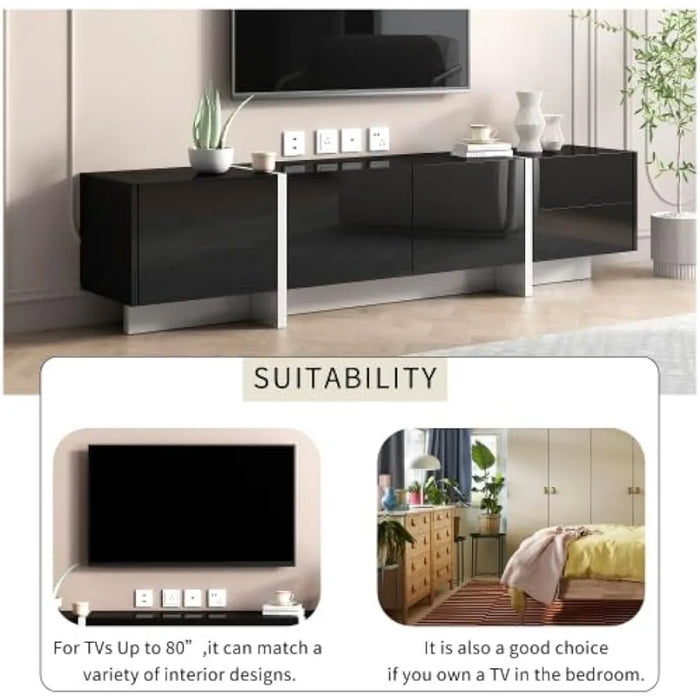 Modern Living Room Furniture for Television Contemporary Rectangle Design Stand Unique Style Console Table 80'' Chest of Drawers