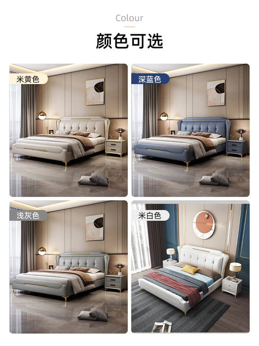 Nordic Luxury Double Bed Wood King Drawers Headboard Frame Double Bed Modern Sleeping Letti Matrimoniali Furniture For Bedroom