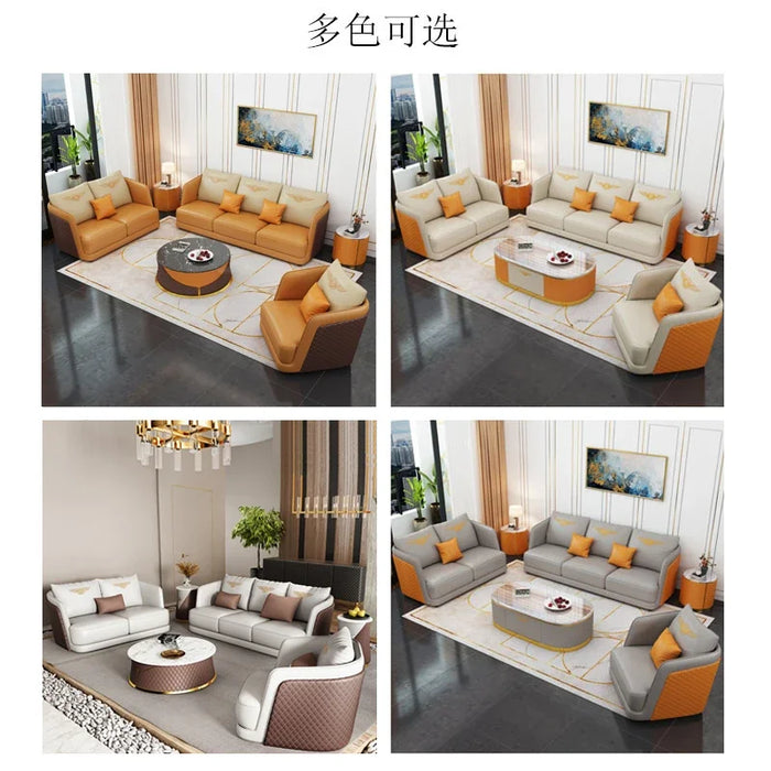 Light post-modern leather sofa
