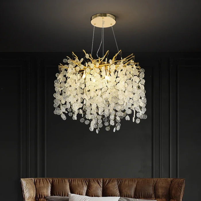 Branch-shaped American luxury crystal ceiling chandelier modern glossy living room indoor bedroom hall tree-shaped chandelier