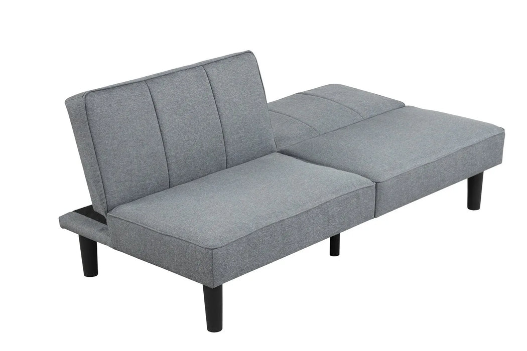 Home Simple Comfortable Practical Split Back Futon Gray Linen Fabric Upholstery