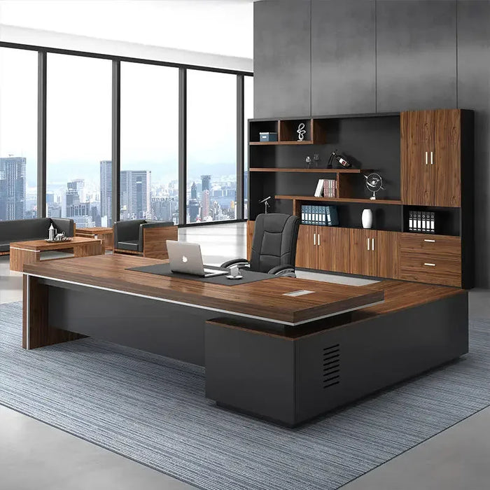 New Modern Simple Style MDF Material L Shape Boss Ceo Office Desk Executive Desk with Cabinet