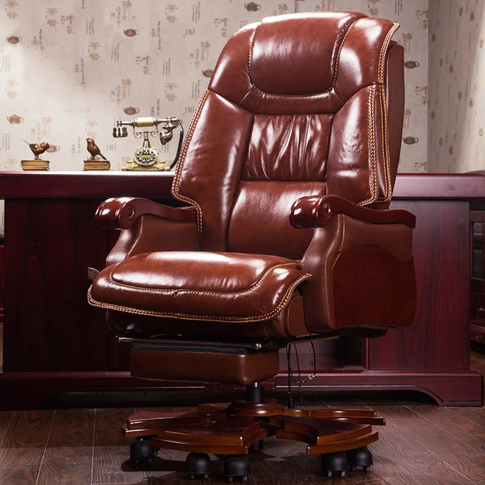 Leather Home Office Chair Ergonomic Swivel Relax Design Office Chair Boss Lounge Sillas De Oficina Office Furniture LQQ25XP