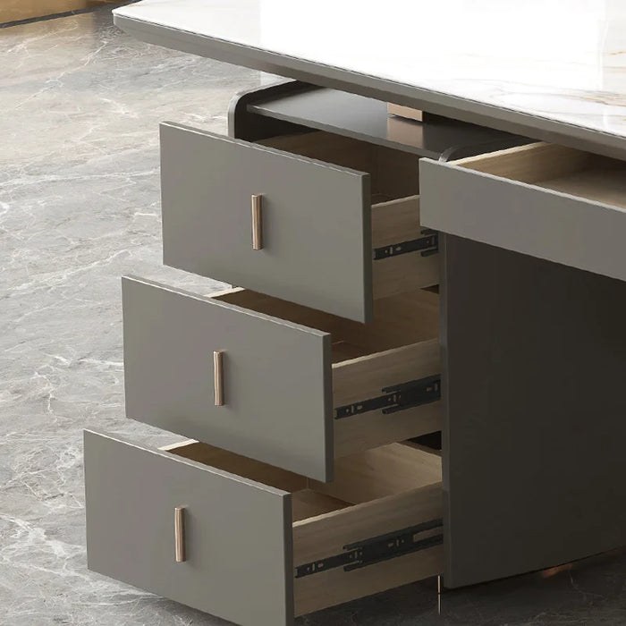 Light Luxury Glossy Rock Panel Office Desk And Chairs Baked Lacquer Boss Desk Simple Modern Writing Desk President Desk