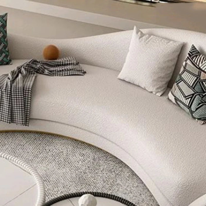 Curved Lambswool White Sofa Unusual White Minimalist Reading Living Room Sofa Banquet Comfort Unique Divano Bedroom Furniture
