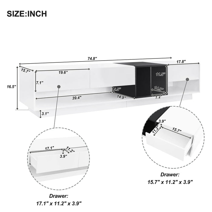 Sleek and Stylish TV Stand, Two-tone Media Console for TVs Up to 80'', Functional TV Cabinet with Versatile Compartment