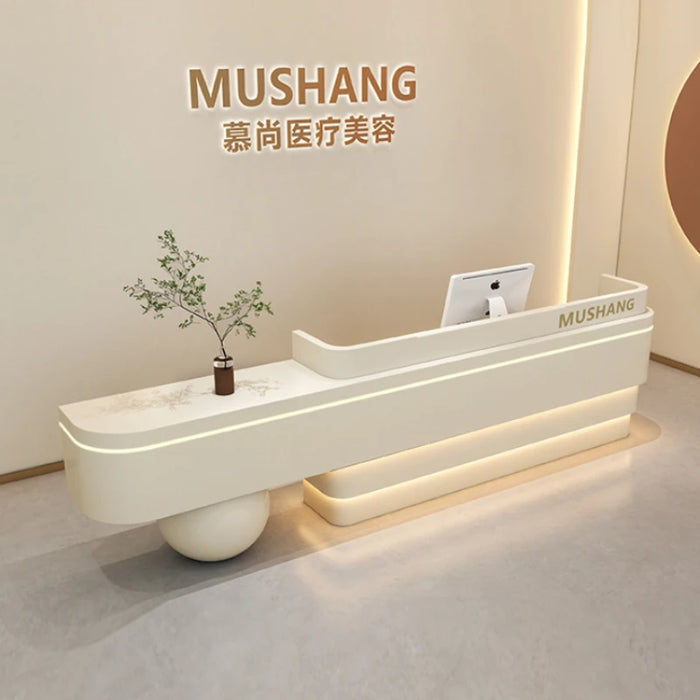 White Pulpit Reception Desks Counter Futuristic Church Club Mobile Reception Desks Standing Mostrador Recepcion Bar Furniture