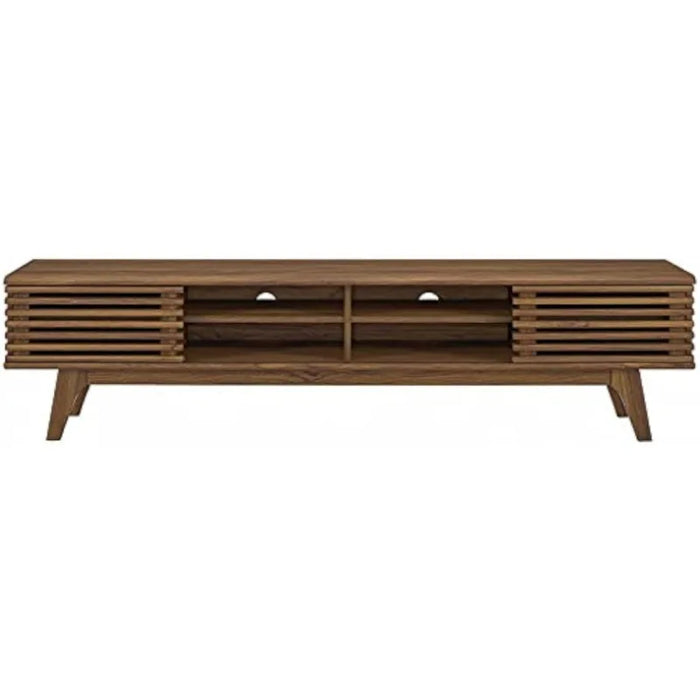 Modway Render 70" Mid-Century Modern Low Profile Media Console TV Stand, 70 Inch, Walnut Walnut