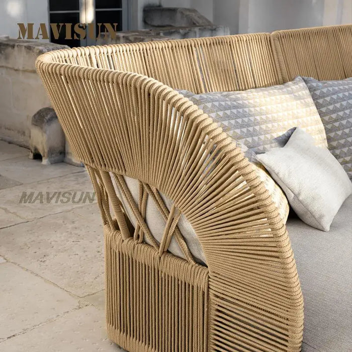 New Outdoor Rattan Sofa Of Garden Courtyard Villa Rain-Proof And Sun-Proof Open-Air Chair  Balcony Furniture Combination