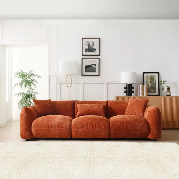 3-Seater Sofa,Comfy Sofa Couch with Thick Cushion,Sturdy & Durable Deep Seat Sofa,Modern Sofa for Living room,Office,Orange