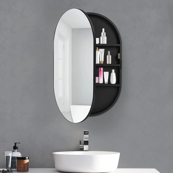Mirror Medicine Cabinet Oval Cabinet Mirror, Bathroom Wall Storage Cabinet Mirror Gold/Black/White
