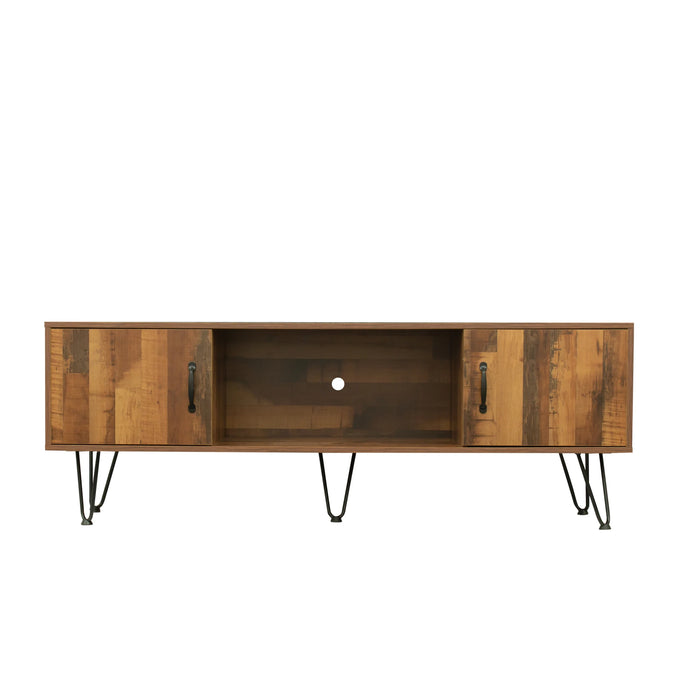 TV Media Stand, 60 inch Wide , Modern Industrial, Living Room Entertainment Center, Storage Shelves and Cabinets