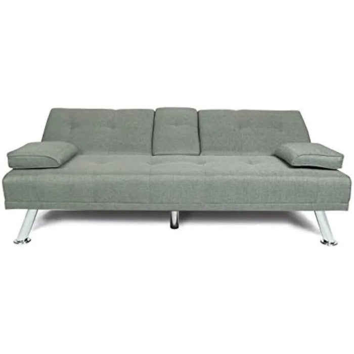 Modern Sofa Convertible Sleeper Couch Bed For Living Room Apartment Small Space Furniture Sets With 2 Cup Holders Metal Legs