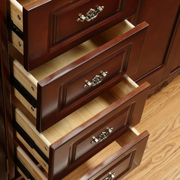 Bedroom furniture mahogany color classical 2/3/4/5 door solid wood bedroom wardrobe